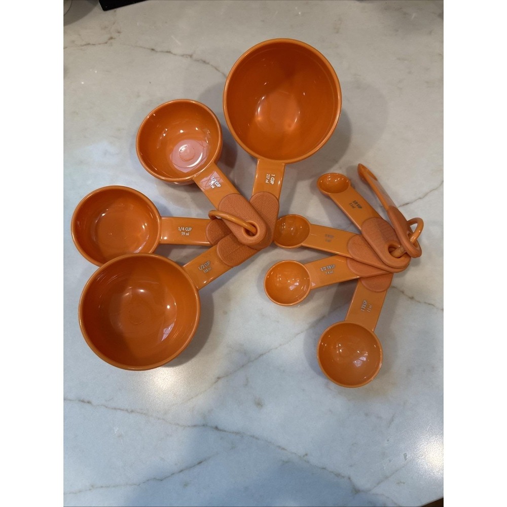 Kitchen Aid ORANGE Measuring Cups Spoons Set of 9 Melamine Soft Grip handle